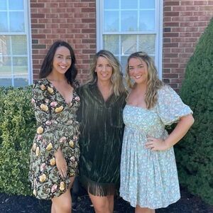 Hunter Green Velvet mini dress with fringe